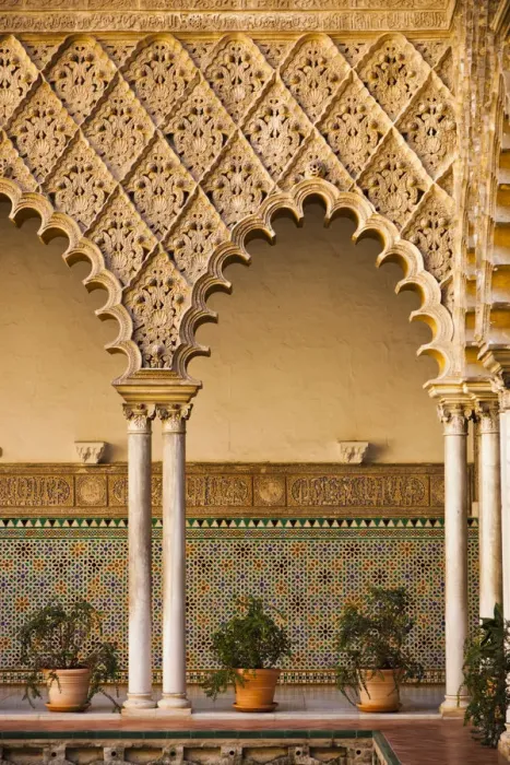 Framed Print : Spain, Andalucia Region, Seville Province, Seville, The Alcazar, Moorish arches Framed Print : Spain, Andalucia Region, Seville Province, Seville, The Alcazar, Moorish arches