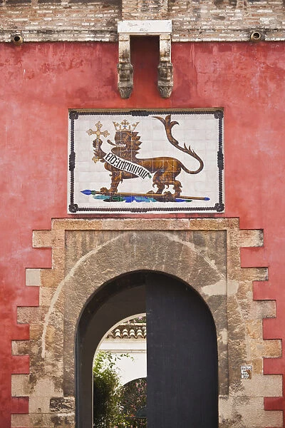 Spain, Andalucia Region, Seville Province, Seville, The Alcazar, Puerta del Lion