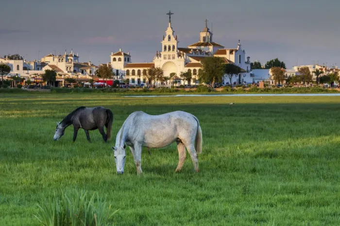 Framed Print : Spain, Andalusia, El Rocio village, Place of pilgrimage Framed Print : Spain, Andalusia, El Rocio village, Place of pilgrimage