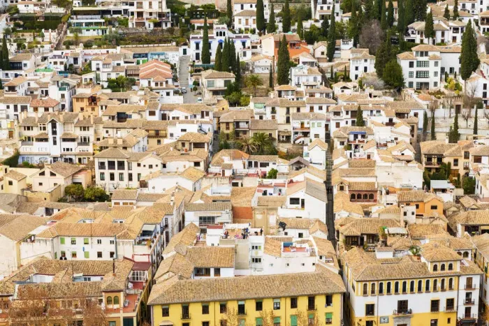 Framed Print : Spain, Andalusia, Granada, Alhambra, Rooftops of the old town Framed Print : Spain, Andalusia, Granada, Alhambra, Rooftops of the old town