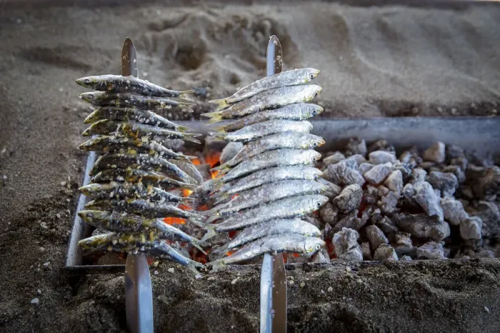 Framed Print : Spain, Andalusia, Malaga, Torremolinos, Sardine skewer at the chiringuito El Sardina Framed Print : Spain, Andalusia, Malaga, Torremolinos, Sardine skewer at the chiringuito El Sardina