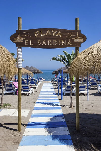 Spain, Andalusia, Malaga, Torremolinos, The beach of the chiringuito El Sardina