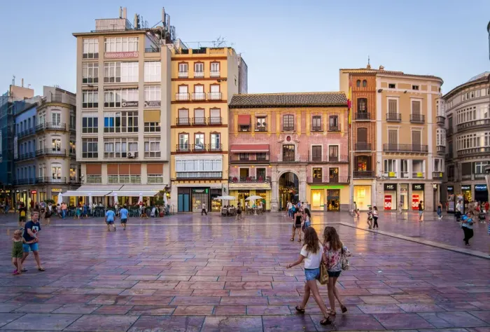 Framed Print : Spain, Andalusia, Malaga, View of Plaza de la Constituciaon in the town centre Framed Print : Spain, Andalusia, Malaga, View of Plaza de la Constituciaon in the town centre