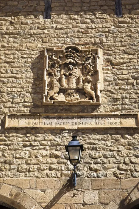 Framed Print : Spain, Aragon, Cantavieja, High relief decoration on the faazade of the town hall Framed Print : Spain, Aragon, Cantavieja, High relief decoration on the faazade of the town hall