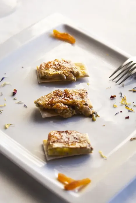 Framed Print : Spain, Aragon, Mora de Rubielos, Truffled caramelised mi-cuit fois gras upon crunchy