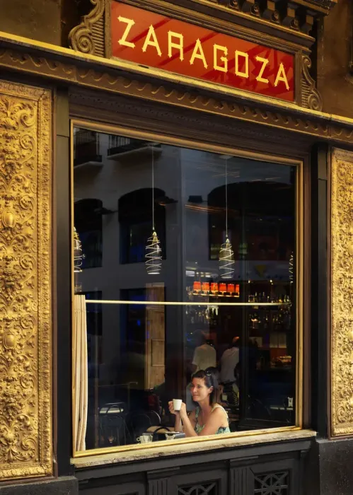 Framed Print : Spain, Aragon Region, Zaragoza, Woman driking coffee in Cafe (MR) Framed Print : Spain, Aragon Region, Zaragoza, Woman driking coffee in Cafe (MR)