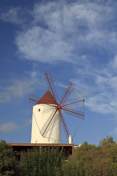Spain, Balearic Islands, Menorca, Es Mercadal Historic Village, Old windmill