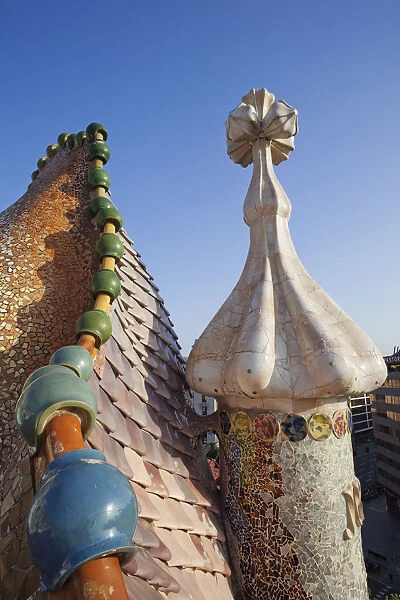 Spain, Barcelona, Casa Batllo, Roof Architecture
