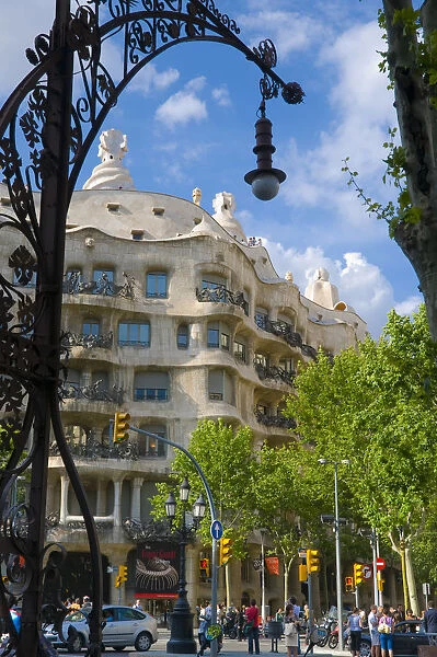 Spain, Barcelona, Casa Mila (La Pedrera) by Antoni Gaudi