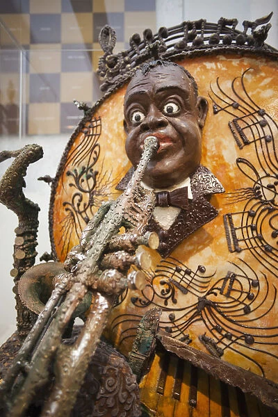 Spain, Barcelona, The Chocolate Museum, Chocolate Model Exhibit of Louis Armstrong