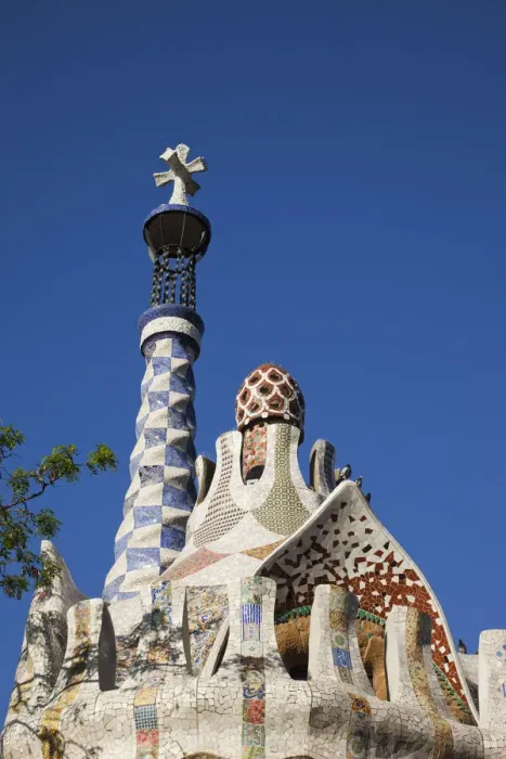 Framed Print : Spain, Barcelona, Guell Park, Entrance Gatehouse Roof Detail Framed Print : Spain, Barcelona, Guell Park, Entrance Gatehouse Roof Detail