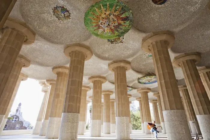 Framed Print : Spain, Barcelona, Guell Park, Hall of Columns Framed Print : Spain, Barcelona, Guell Park, Hall of Columns