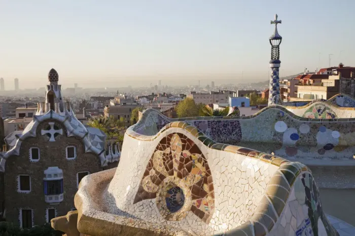 Framed Print : Spain, Barcelona, Guell Park, The Terrace Framed Print : Spain, Barcelona, Guell Park, The Terrace