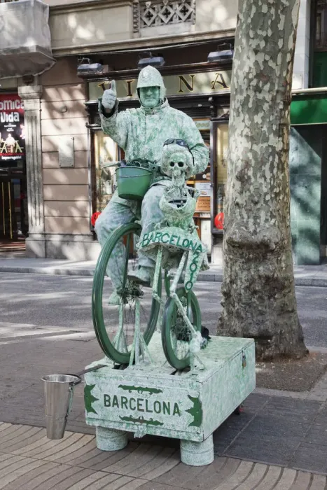 Framed Print : Spain, Barcelona, The Ramblas, Human Statue Framed Print : Spain, Barcelona, The Ramblas, Human Statue