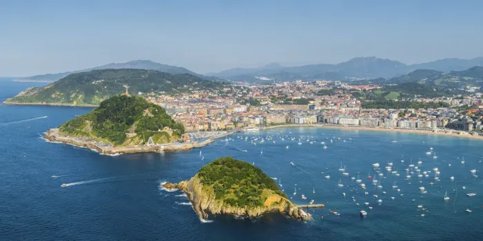 Framed Print : Spain, Basque Country, San Sebastian (Donostia). Santa Clara Island and the Concha Bay Framed Print : Spain, Basque Country, San Sebastian (Donostia). Santa Clara Island and the Concha Bay