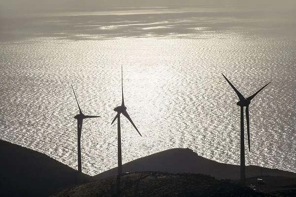 Spain, Canary Islands, El Hierro Island, Valverde, island capital, wind turbines