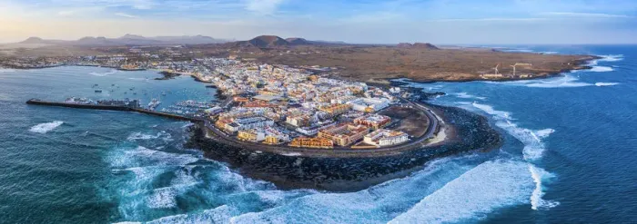 Framed Print : Spain, Canary Islands, Fuerteventura, Volcanic landscape and Corralejo Framed Print : Spain, Canary Islands, Fuerteventura, Volcanic landscape and Corralejo