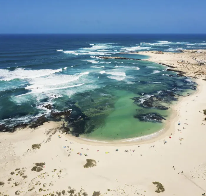 Framed Print : Spain, Canary Islands, Fuerteventura, Playa de El Cotillo, Elevated view of El Cotillo beach Framed Print : Spain, Canary Islands, Fuerteventura, Playa de El Cotillo, Elevated view of El Cotillo beach