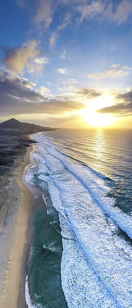 Spain, Canary Islands, Fuerteventura, Playa de Cofete, Aerial view of Cofete beach