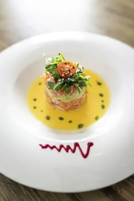 Framed Print : Spain, Canary Islands, Fuerteventura, El Cotillo, Salmon tartar at Olivo Corso restaurant Framed Print : Spain, Canary Islands, Fuerteventura, El Cotillo, Salmon tartar at Olivo Corso restaurant
