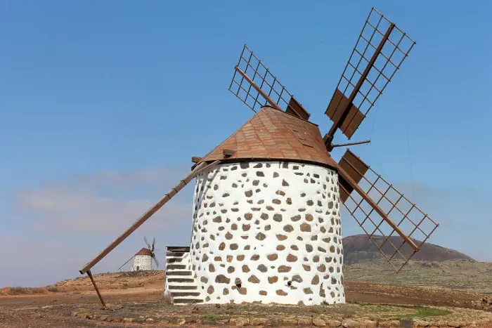 Framed Print : Spain, Canary Islands, Fuerteventura, Molinos de Villaverde, windmill