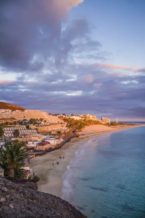 Framed Print : Spain, Canary Islands, Fuerteventura Island, Morro Jable, high angle view of Playa Framed Print : Spain, Canary Islands, Fuerteventura Island, Morro Jable, high angle view of Playa