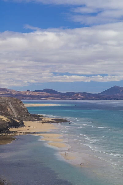 Spain, Canary Islands, Fuerteventura Island, Costa Calma, high angle view of Playa