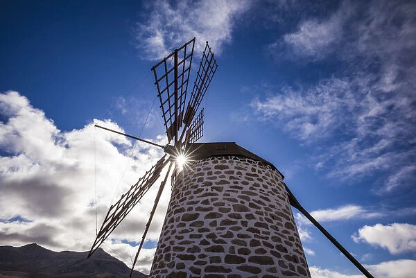 Spain, Canary Islands, Fuerteventura Island, Tindaya, traditional island windmill