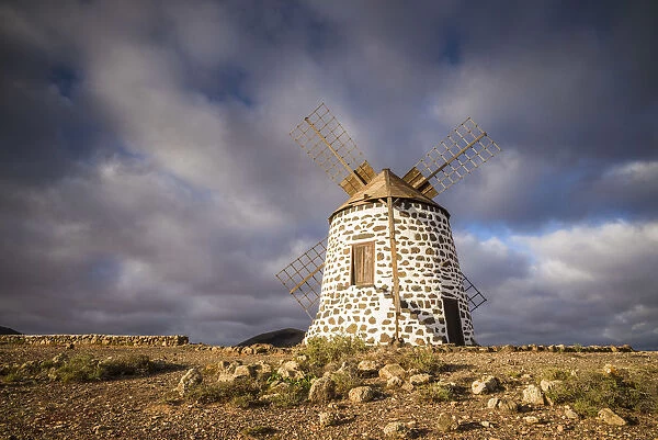 Spain, Canary Islands, Fuerteventura Island, La Oliva, traditional windmill