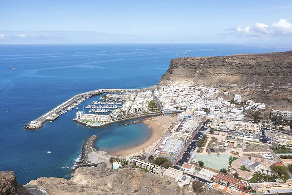 Spain, Canary Islands, Gran Canaria, Puerto Mogan, Aerial view of Mogan