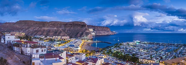Spain, Canary Islands, Gran Canaria Island, Puerto de Mogan, high angle view of marina