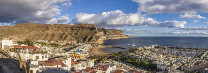 Framed Print : Spain, Canary Islands, Gran Canaria Island, Puerto de Mogan, high angle view of marina Framed Print : Spain, Canary Islands, Gran Canaria Island, Puerto de Mogan, high angle view of marina