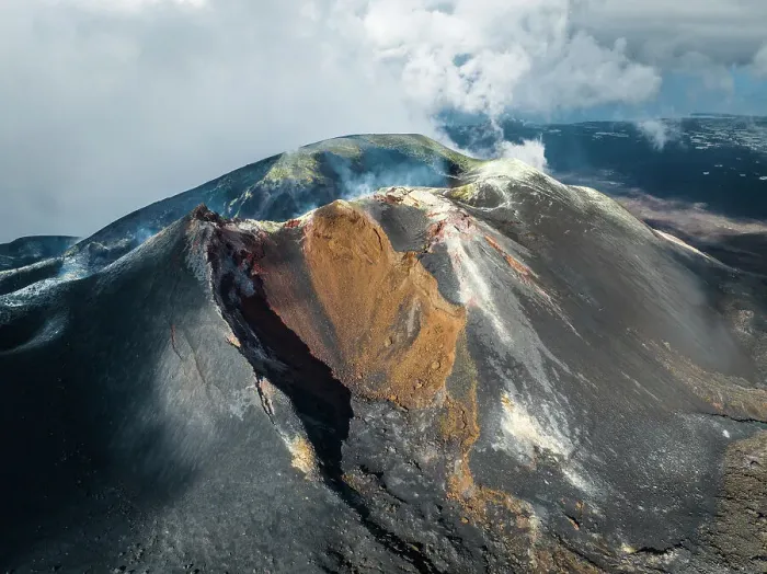 Framed Print : Spain, Canary Islands, La Palma, El Paso, Elevated view of the crater of the Tajogaite Volcano