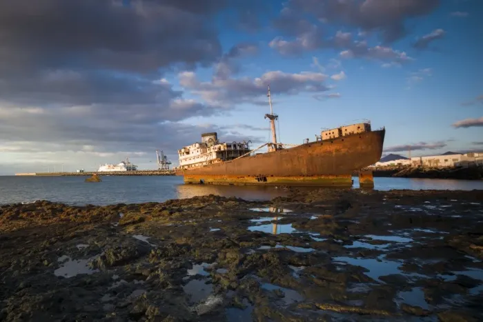 Framed Print : Spain, Canary Islands, Lanzarote, Arecife, Shipwreck of the ship Telamon, Arecife Port Framed Print : Spain, Canary Islands, Lanzarote, Arecife, Shipwreck of the ship Telamon, Arecife Port