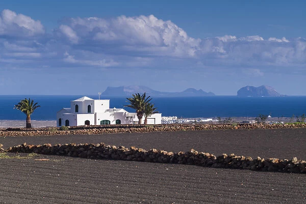 Spain, Canary Islands, Lanzarote, Tinejo, house built on volcanic soil