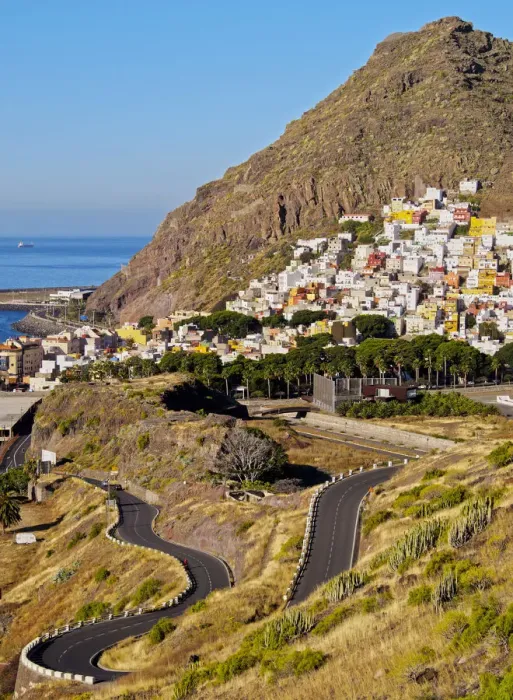 Framed Print : Spain, Canary Islands, Tenerife, Santa Cruz de Tenerife, Townscape of San Andres