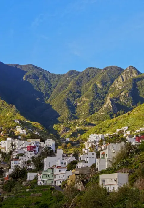 Framed Print : Spain, Canary Islands, Tenerife, Taganana, Townscape with Anaga Mountains in Framed Print : Spain, Canary Islands, Tenerife, Taganana, Townscape with Anaga Mountains in