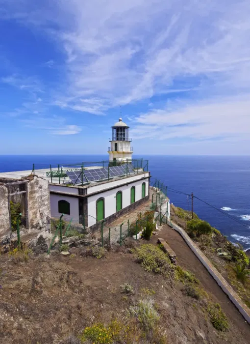 Framed Print : Spain, Canary Islands, Tenerife, Anaga Rural Park, View of the lighthouse Faro de Framed Print : Spain, Canary Islands, Tenerife, Anaga Rural Park, View of the lighthouse Faro de