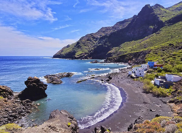 Spain, Canary Islands, Tenerife, Anaga Rural Park, View of the Roque Bermejo Beach