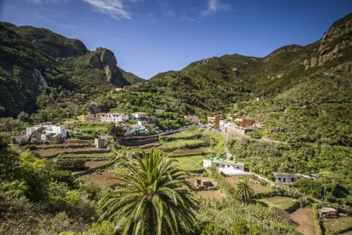 Framed Print : Spain, Canary Islands, Tenerife Island, northeast, Chamorga, elevated village view Framed Print : Spain, Canary Islands, Tenerife Island, northeast, Chamorga, elevated village view
