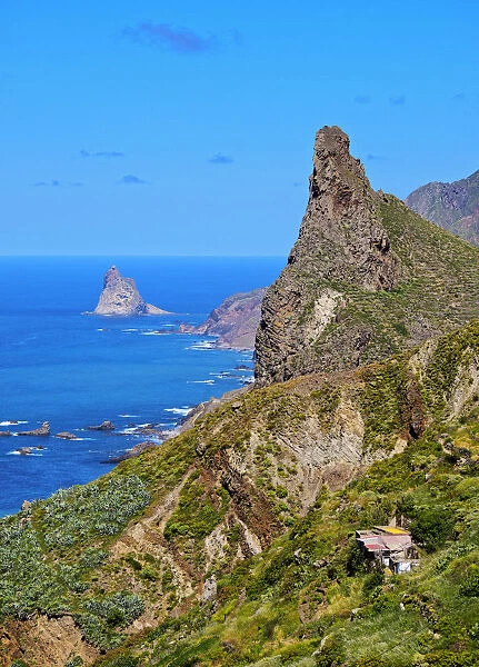 Spain, Canary Islands, Tenerife, Taganana, View of the coastline towards Roques de Anaga