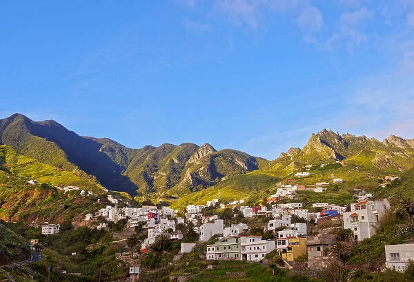 Spain, Canary Islands, Tenerife, Taganana, Townscape with Anaga Mountains in the