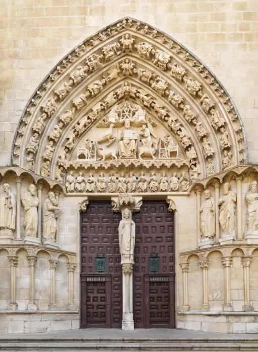 Framed Print : Spain, Castile and Doorway of Saint Mary of Burgos cathedral, UNESCO World Heritage site