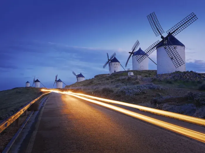 Framed Print : Spain, Castile, La Mancha, Consuegra, Windmills at dusk Framed Print : Spain, Castile, La Mancha, Consuegra, Windmills at dusk