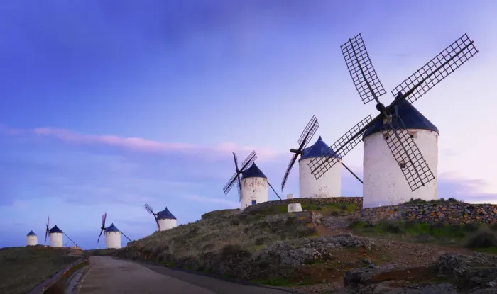 Framed Print : Spain, Castile, La Mancha, Consuegra, Windmills at dusk Framed Print : Spain, Castile, La Mancha, Consuegra, Windmills at dusk