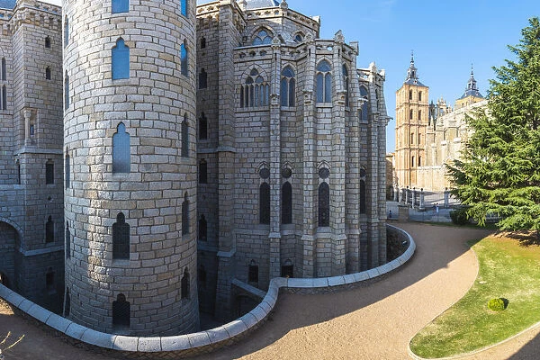 Spain, Castile and Leon, Astorga. The Episcopal Palace of Astorga designed by Antoni