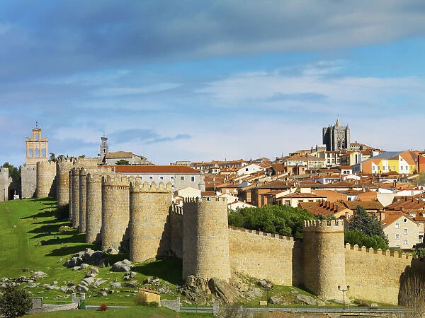 Spain, Castile and Leon, Avila. Fortified walls around the old city, listed as World