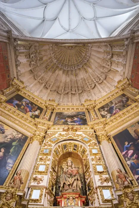 Framed Print : Spain, Castile and Leon, Burgos, La Vid, The apse and the altarpiece of the monastery