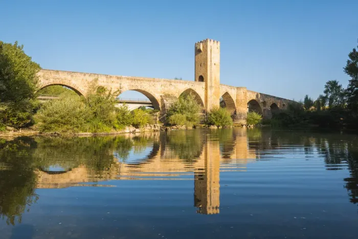 Framed Print : Spain, Castile and Leon, Frias. The 12th-century stone bridge over the Ebro river Framed Print : Spain, Castile and Leon, Frias. The 12th-century stone bridge over the Ebro river