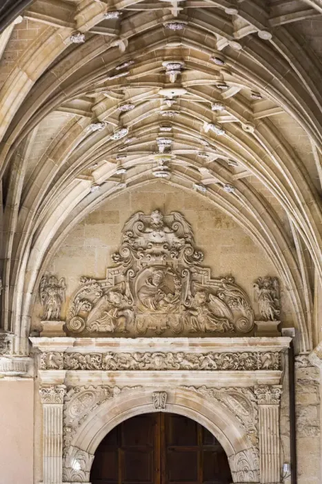 Framed Print : Spain, Castile and Leon, Salamanca, San Esteban convent, Architectural details of the cloister Framed Print : Spain, Castile and Leon, Salamanca, San Esteban convent, Architectural details of the cloister